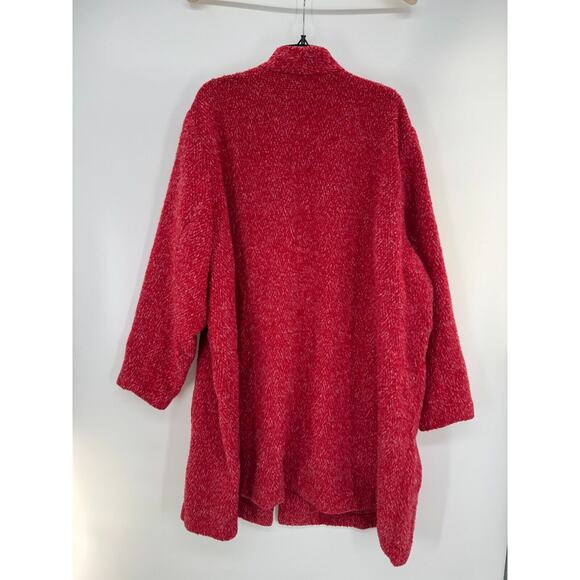 Old Navy Women Coat Jacket Red 4X Plus Button V Neck Collared Long Sleeve NWOT - Picture 2 of 3